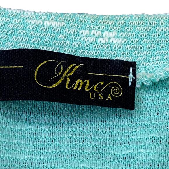 KCM Green & Cream Marled Tunic Long Sleeve Light Spring Sweater with Lace Bottom - Picture 5 of 12